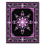 Ornate Pink Mandala Area Rug on Black