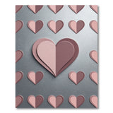 Layered Pink Hearts Geometric Area Rug