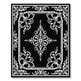 Ornate Black White Floral Medallion Black and White Rug