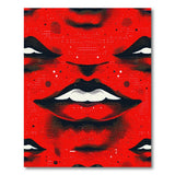 Bold Red Lips Geometric Modern Area Rug