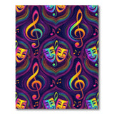 Neon Theater Masks Musical Notes Area Rug