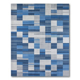 Modern Blue Gray Geometric Block Area Rug