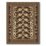 Ornate Leopard Print Brown Tan Area Rug