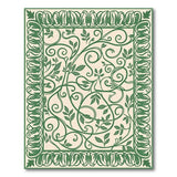 Elegant Green Vine Leaf Border Area Rug