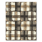 Distressed Plaid Brown Tan Area Rug