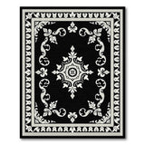 Traditional Persian Black and White Ornate Black White Medallion Area Rug