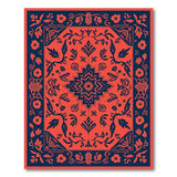 Red Red Persian Floral Area Rug with Navy Border