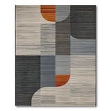 Modern Geometric Grey Orange Area Rug