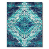 Teal Diamond Grid Geometric Area Rug