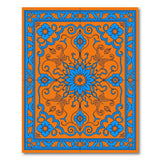 Vibrant Orange Blue Persian Floral Medallion Rug