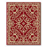 Red Ornate Red Persian Area Rug with Gold Floral Motifs