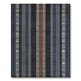 Navy Geometric Striped Area Rug with Rust Accent