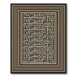 Geometric Maze Labyrinth Area Rug Black Beige