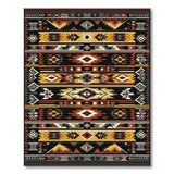 Southwestern Geometric Area Rug Black Yellow Terracotta