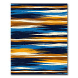 Navy Orange Teal Striped Abstract Area Rug