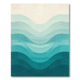Teal Blue Ombre Wave Abstract Area Rug