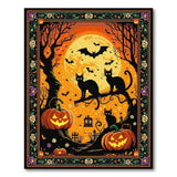 Halloween Black Cats Pumpkin Moon Area Rug