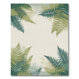 Distressed Vintage Lush Green Fern Border Area Rug