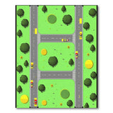 Kids Cartoon Road Play Area Rug with Taxis Parks