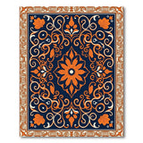 Navy Blue and Burnt Orange Traditional Persian Area Rug