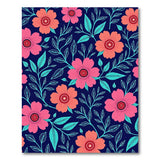 Bold Pink Floral on Navy Area Rug