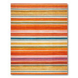 Horizontal Stripe Multi-color and Patterns Vibrant Multi-Color Horizontal Stripe Area Rug