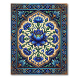 Blue Lotus Cornflower Persian Medallion Rug