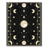 Mystical Golden Moons Stars Black Area Rug