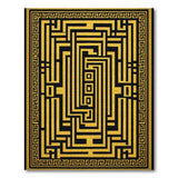 Black and Gold Greek Key Maze Area Rug