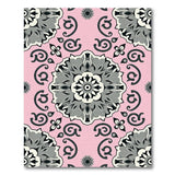 Pink Grey Mandala Floral Area Rug