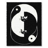 Yin Yang Cats Area Rug - Black White