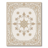 Elegant Cream Gold Floral Medallion Area Rug