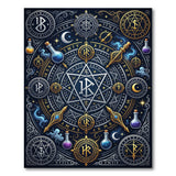 ODIKA Washable Mystical Alchemist Rune Rug - Low Pile Non-Slip Magic Celestial Decor