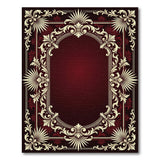 Ornate Red Ivory Floral Border Area Rug