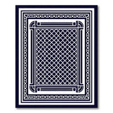 Navy Chain Link Mesh Area Rug with Ornate Borders