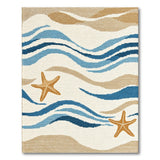 Coastal Blue Waves and Starfish Area Rug
