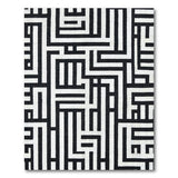 Geometric Modern Black and White Black White Maze Labyrinth Geometric Area Rug