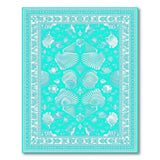Blue and Teal Coastal Beach Teal Seashell Coastal Area Rug