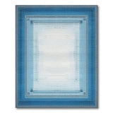 Blue Geometric Border Washable Area Rug