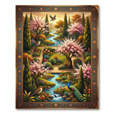 Emerald Garden Stream Peacock Blossom Rug