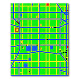 Pixelated City Grid Map Area Rug