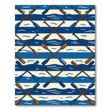 Nautical Crossed Oars Blue Waves Rug