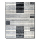 Modern Grey Black Geometric Striped Area Rug