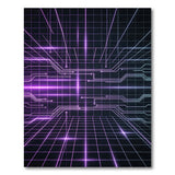 Purple Purple Neon Grid Geometric Area Rug