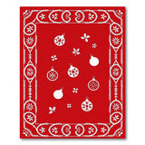 Festive Red Christmas Ornament Rug with White Lace Border