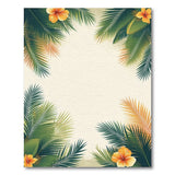 Tropical Palm Leaf and Hibiscus Border Rug