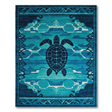 Blue and Teal Sea Turtle Blue Teal Area Rug