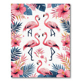 Tropical Flamingo Washable Area Rug - Low Pile Non-Slip Hibiscus Floral Print