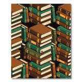 Stacked Books Brown Washable Area Rug