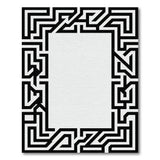Black White Labyrinth Maze Border Area Rug